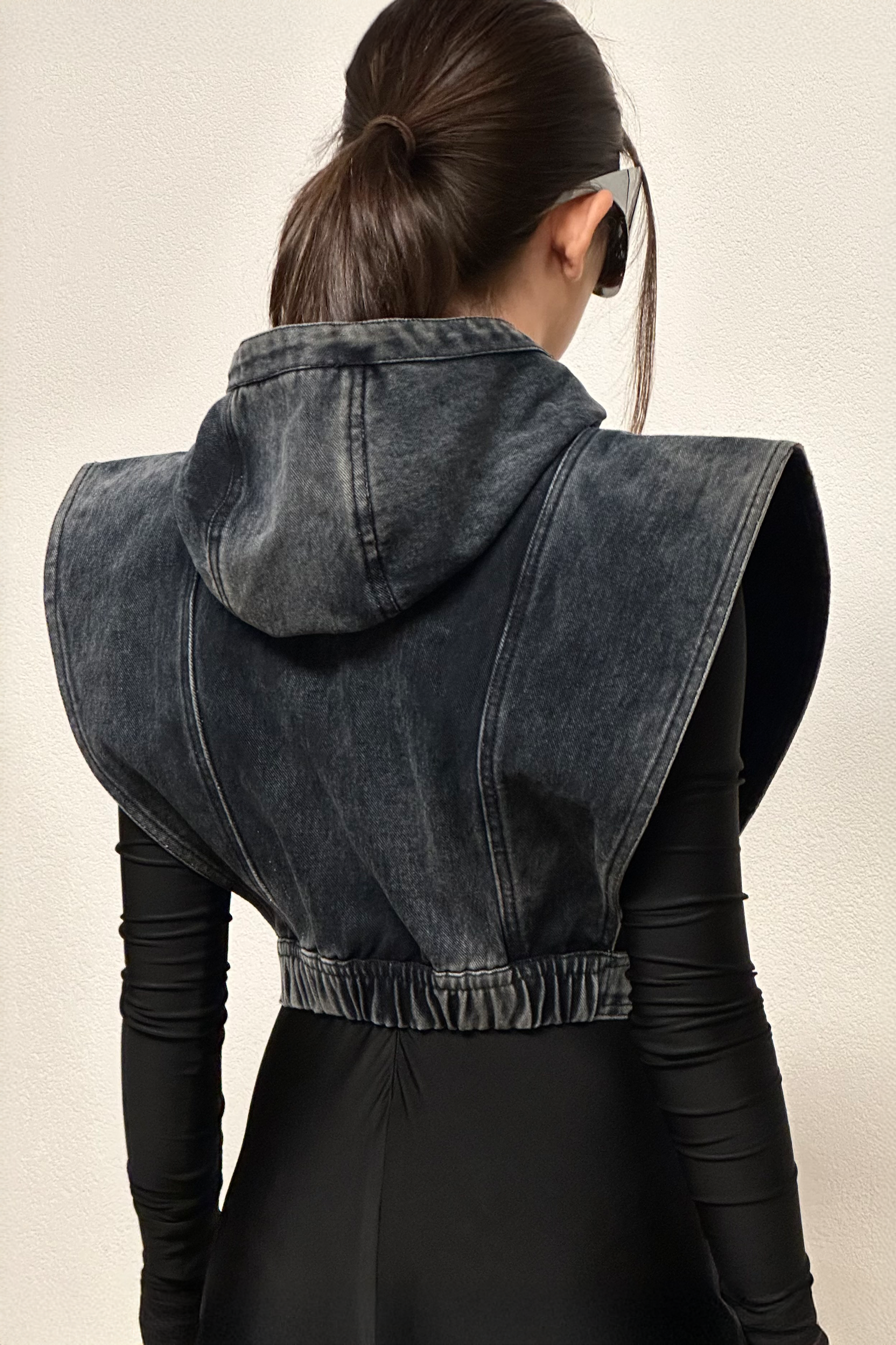 DOUBLE COLLAR JACKET IN WASH GREY