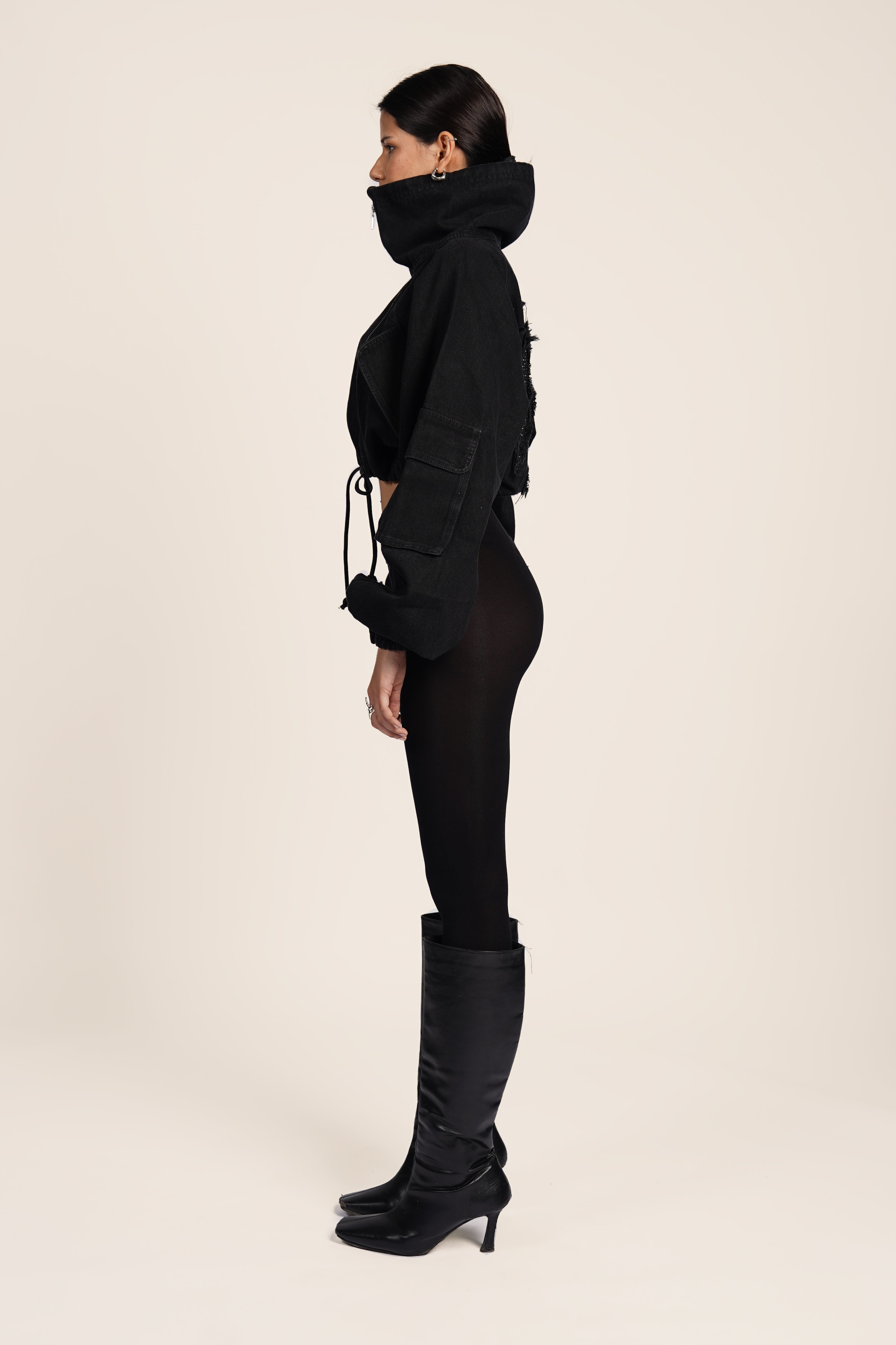 ICON CROPPED BLACK BLING JACKET