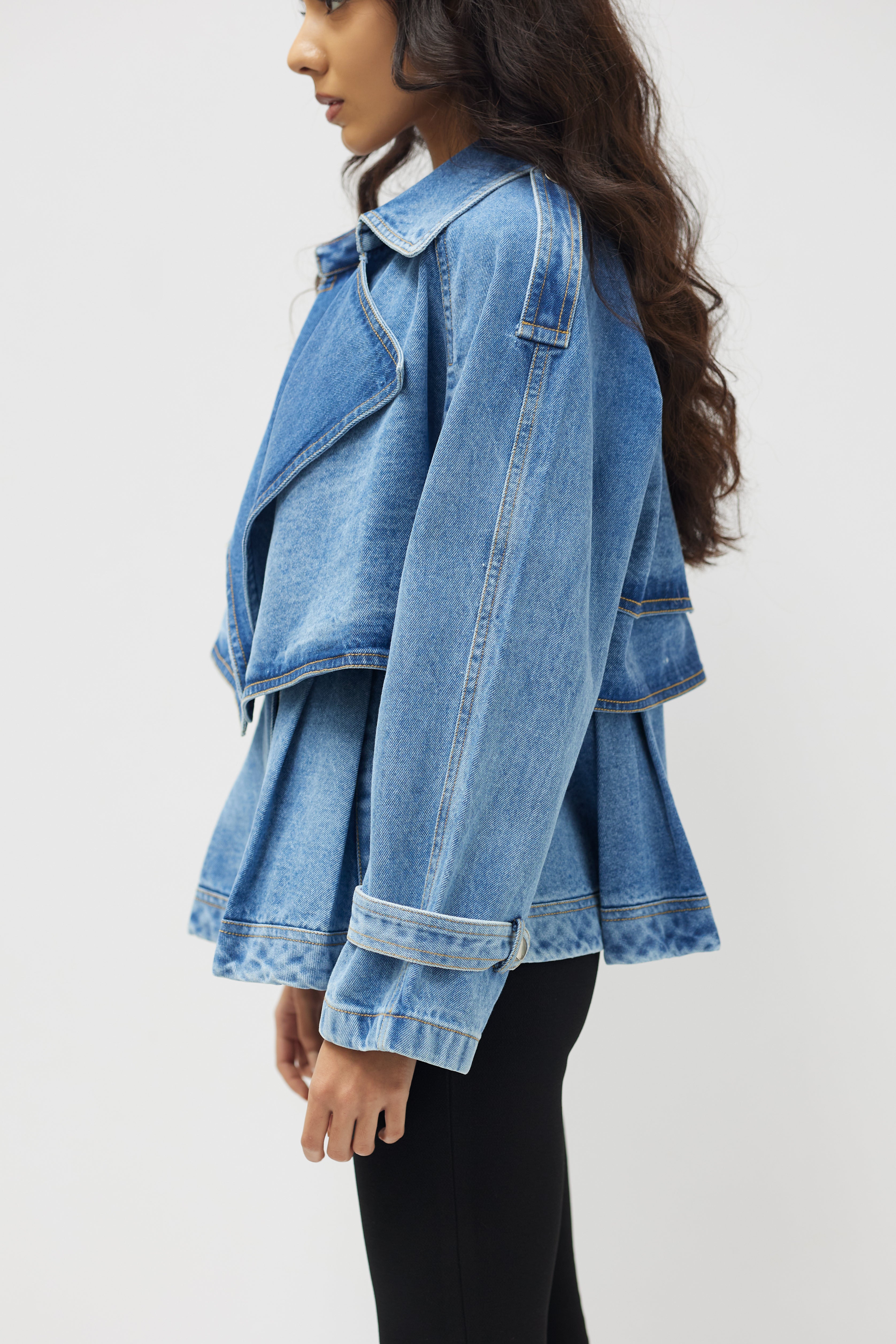 PLEATED DENIM VEST