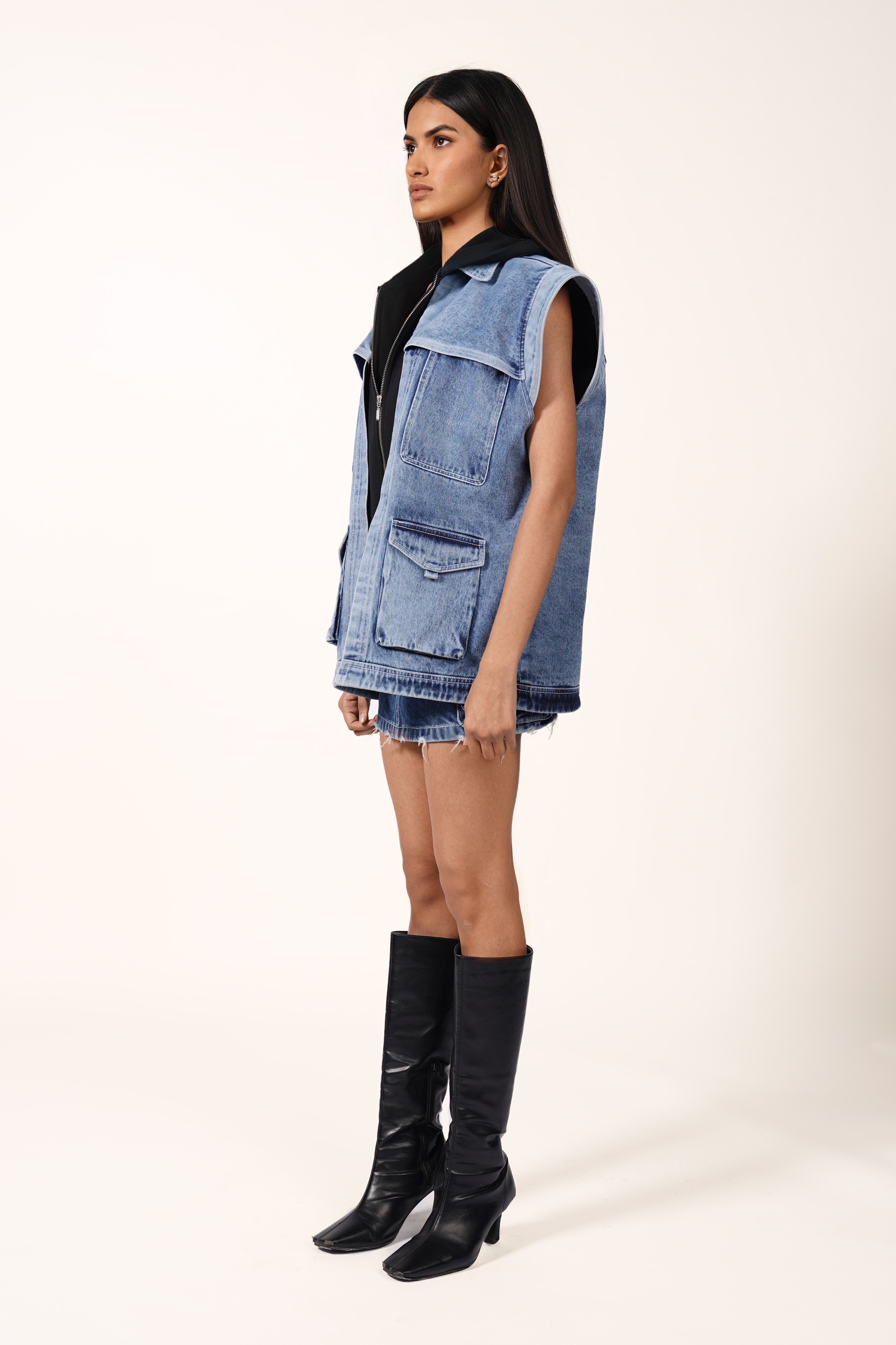DOUBLE UTILITY JACKET IN BLUE