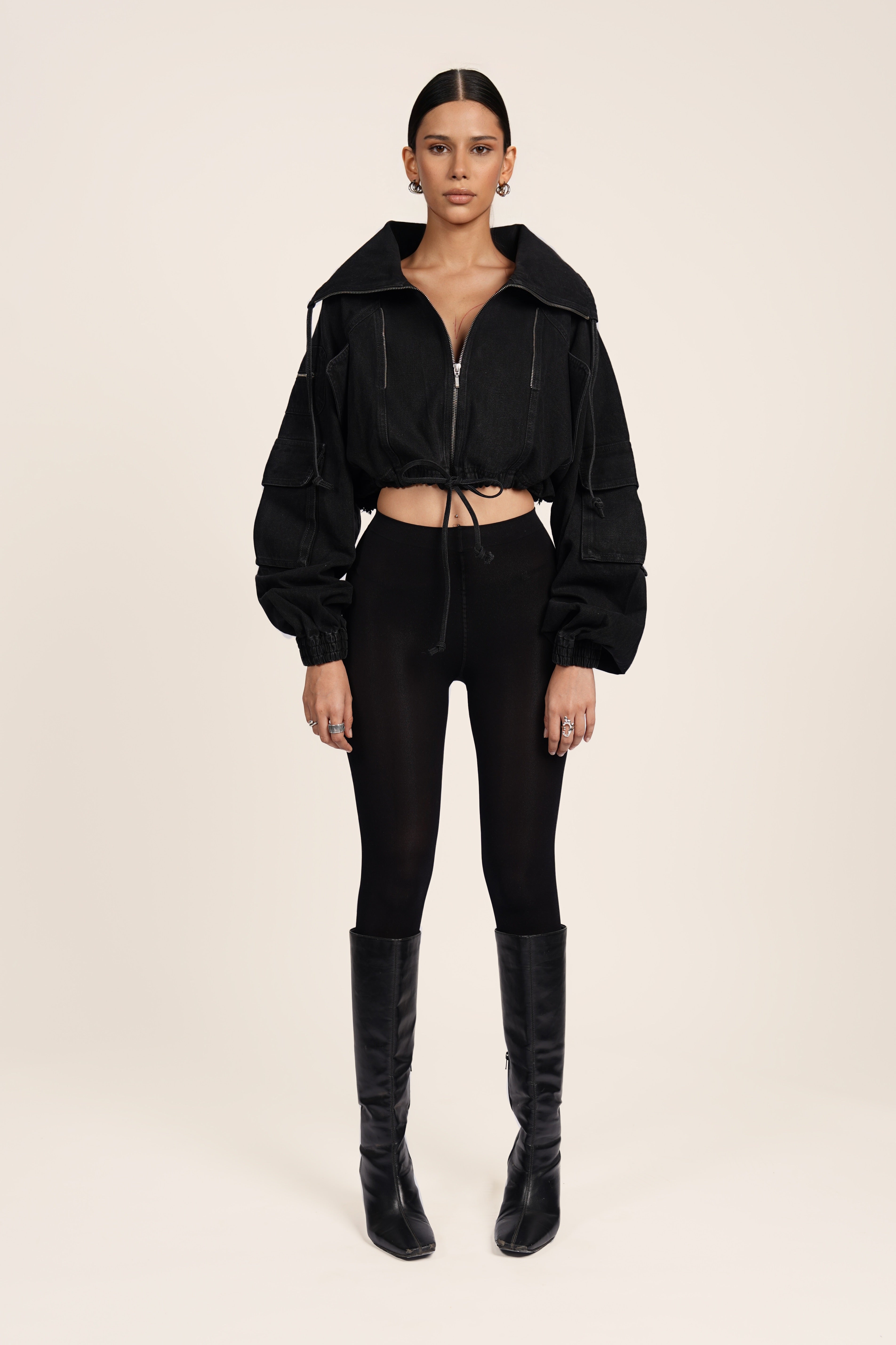 ICON CROPPED BLACK BLING JACKET