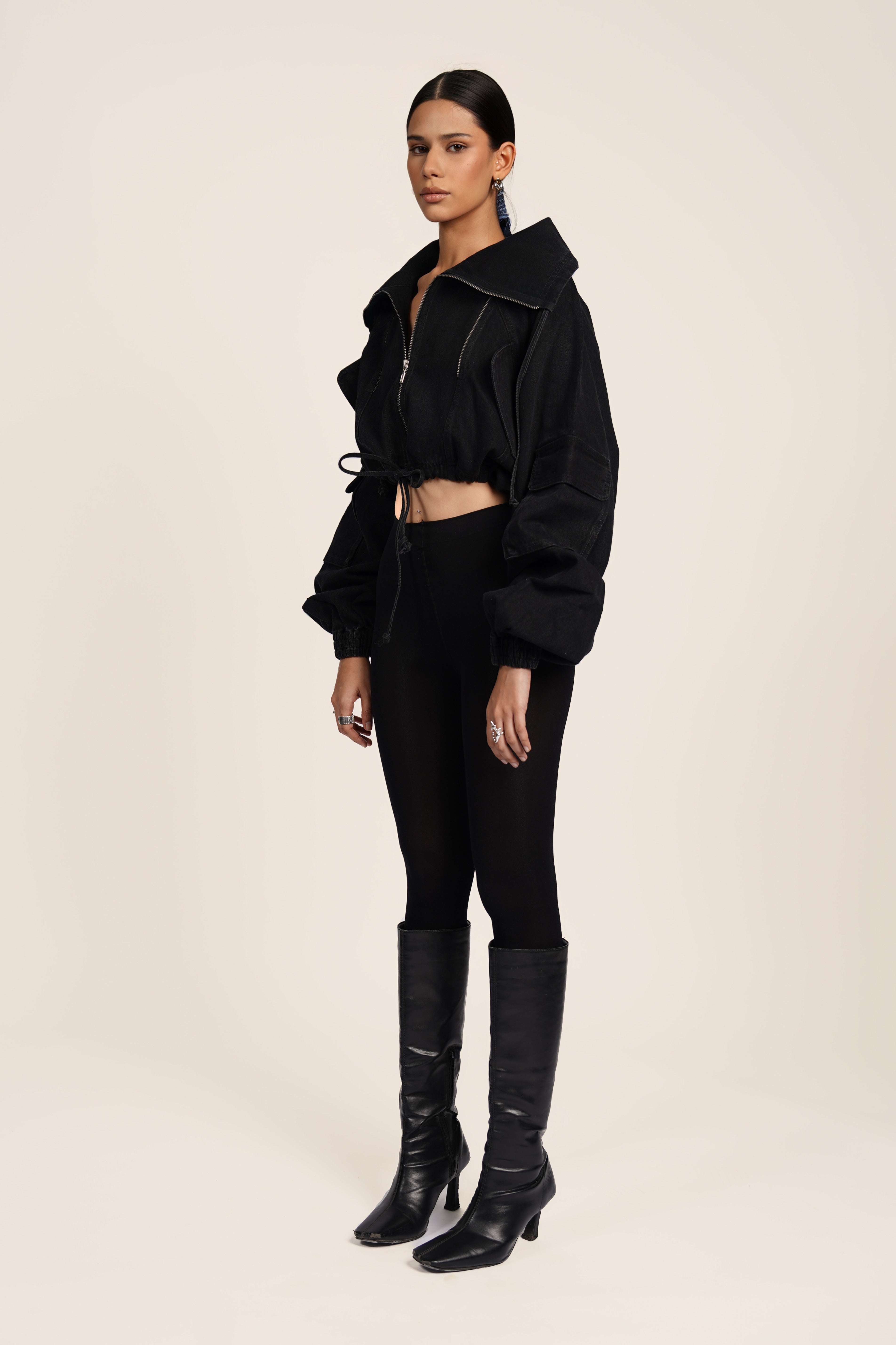 ICON CROPPED BLACK BLING JACKET
