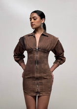 Load image into Gallery viewer, BURLY DENIM DRESS IN RUST
